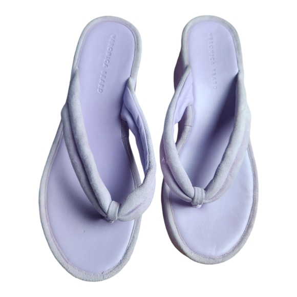 Veronica Beard Geno Lavender Suede Platform Sandals 90's Inspired Wedge Sz 10.5 - Picture 4 of 9